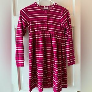 Hanna Andersson girls pink-striped long-sleeve dress. Size 140/10.